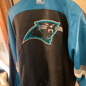 RARE 90s CAROLINA PANTHERS LEATHER STARTER JACKET